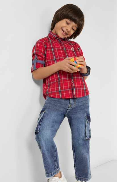 Blue Wide Leg Utility Jeans (1-2 year)